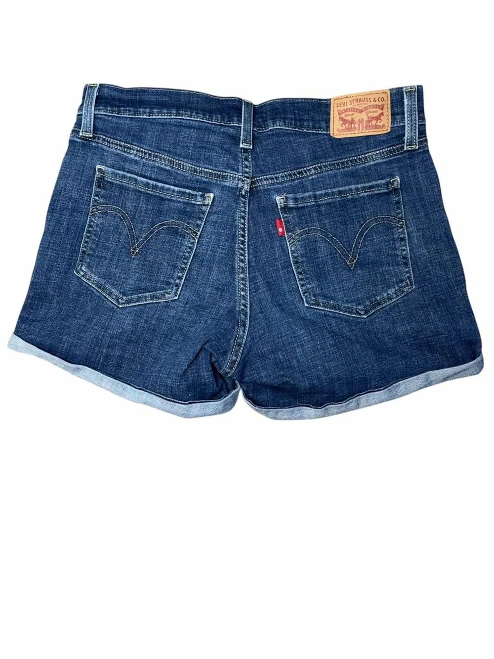 Levi’s Mid Length Denim Shorts Size 29 Dark Wash Cuffed Casual Summer